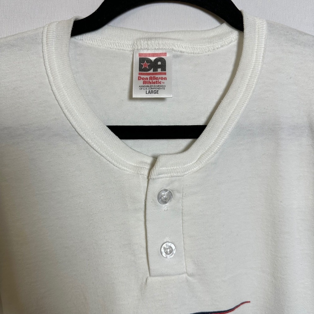 VTG Don Alleson Athletic Bud Light short sleeve Henley t shirt L White - Picture 2 of 12